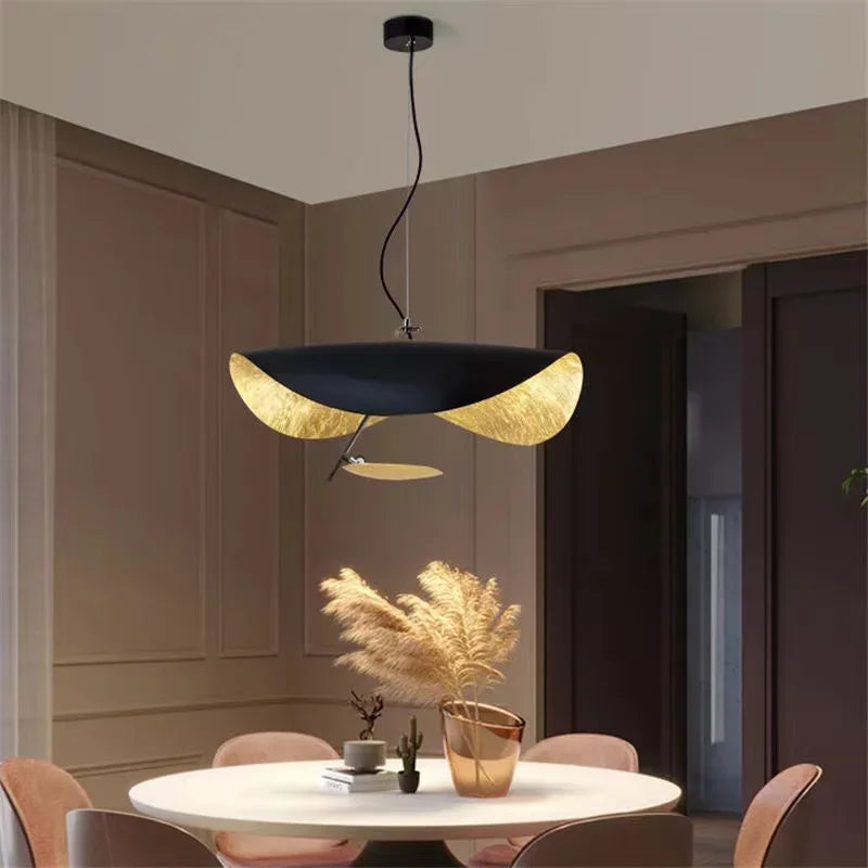 Modern Curved Chandeliers French Hat Art Design Eye Protection LED