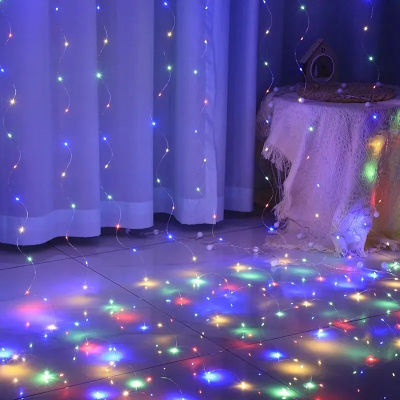 Led Silver Copper Wire Curtain Light