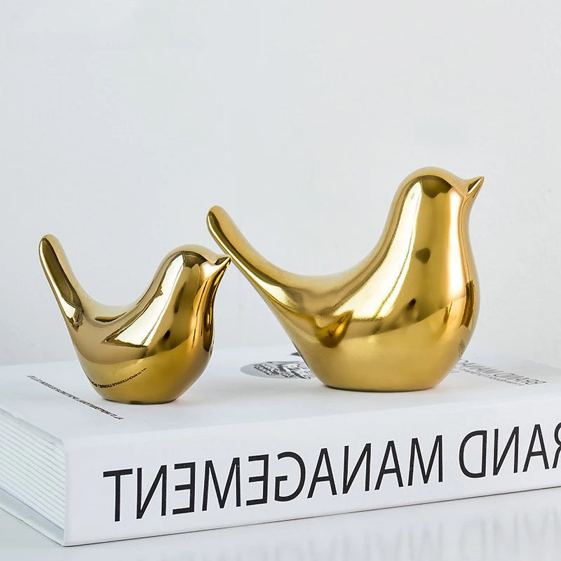 Bird Figurine 4 Sizes Ceramic Gold Animal Statue Royal Lights & Home Decor