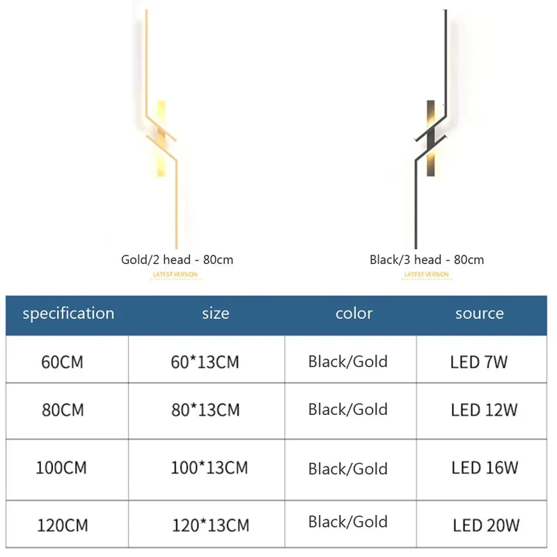 LED Wall Lamp Modern Minimalist Strip Wall Decor Lights