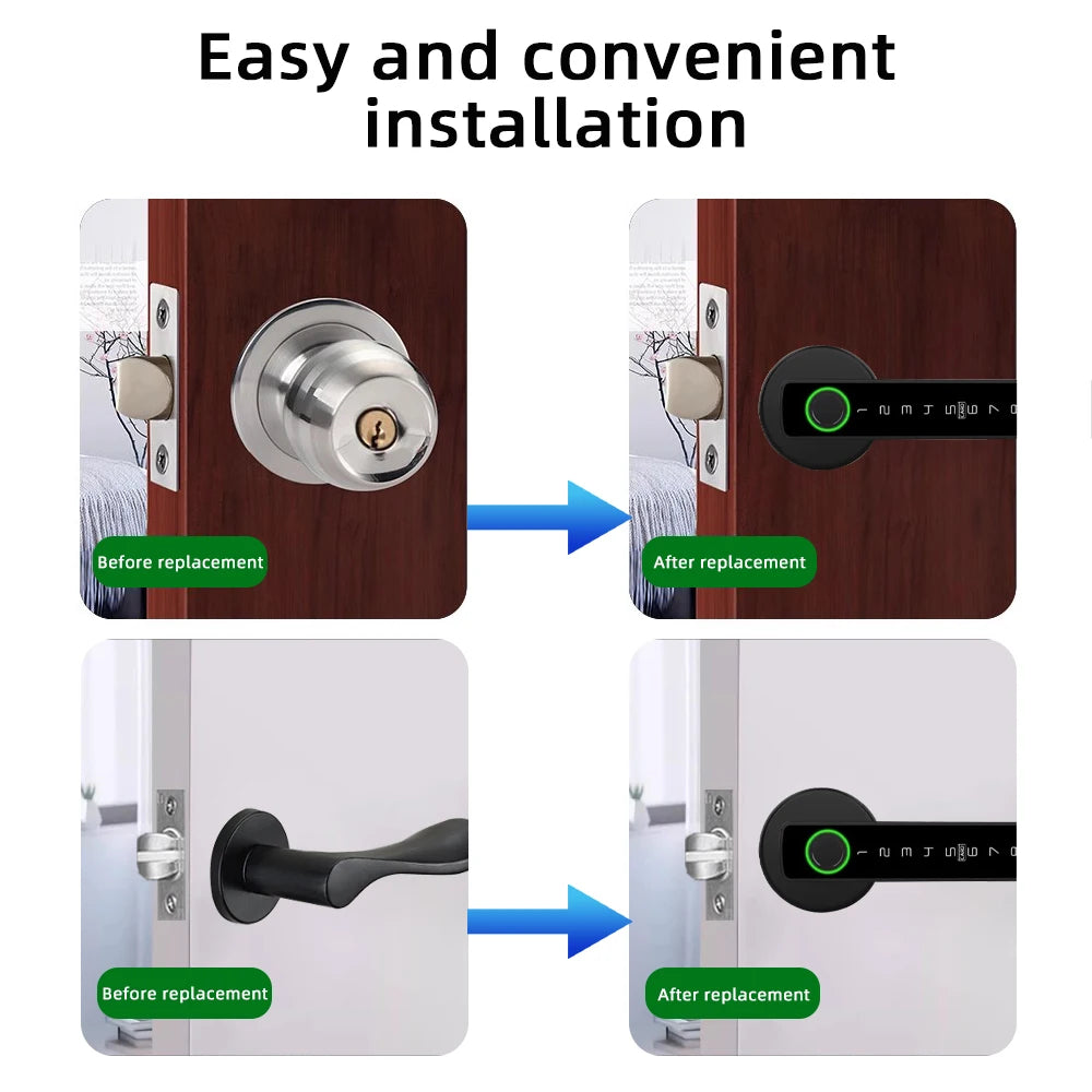 BLE Fingerprint Door Lock Digital Electronic Lock with Password/Key/IC Card/ Smart Life Royal Lights & Home Decor