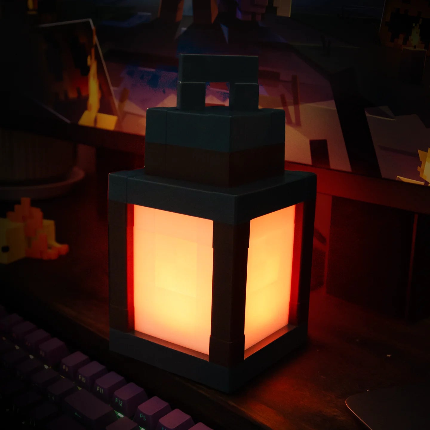 Pixel Style Night Light Portable 16 Colors Lantern