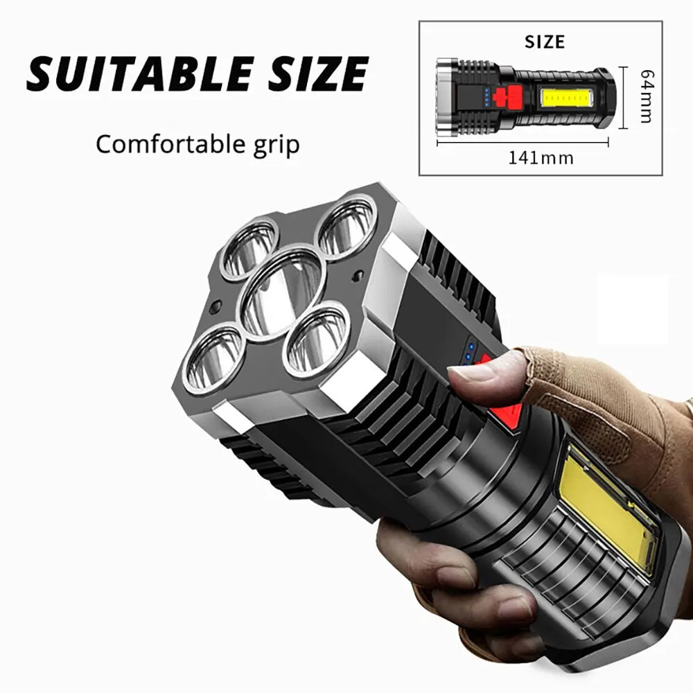 5LED High Power Led Flashlights Rechargeable Camping Spotlight Royal Lights & Home Decor