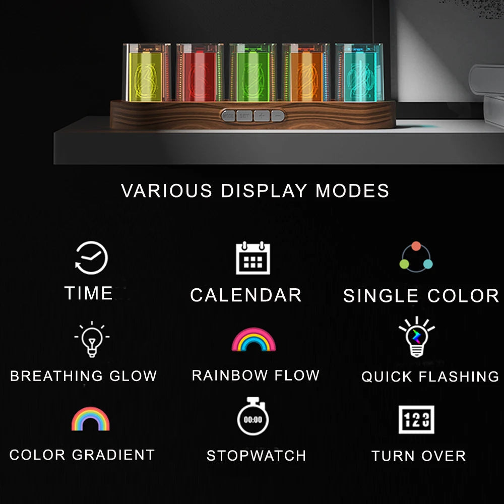 Digital Nixie Tube Clock with RGB LED Glows Royal Lights & Home Decor