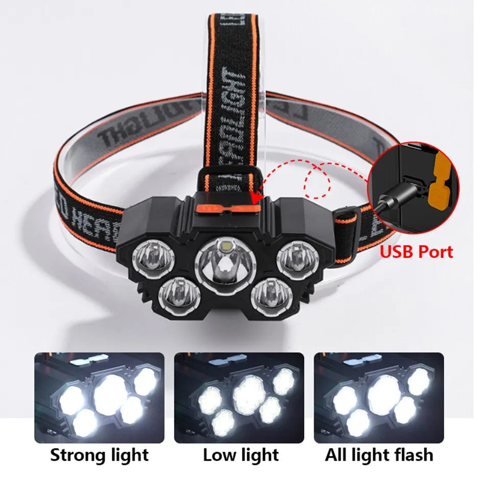 5 LED Headlamp Rechargeable - Royal Lights & Home Decor
