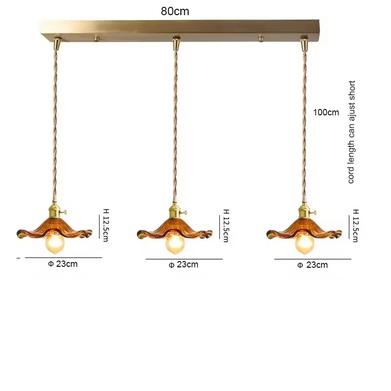 LED Pendant Light Fixture Colorful Glass Copper Hanging Lamp