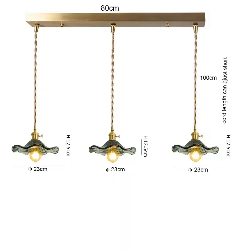LED Pendant Light Fixture Colorful Glass Copper Hanging Lamp