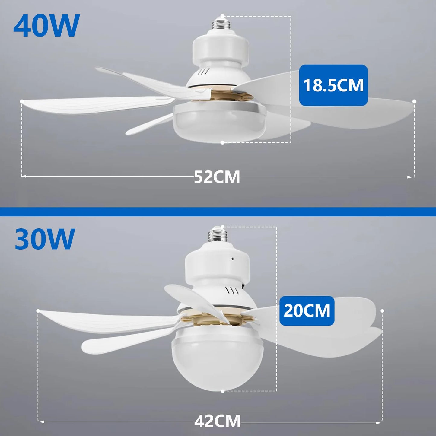 LED 40W ceiling fan light E27 with remote control for dimming
