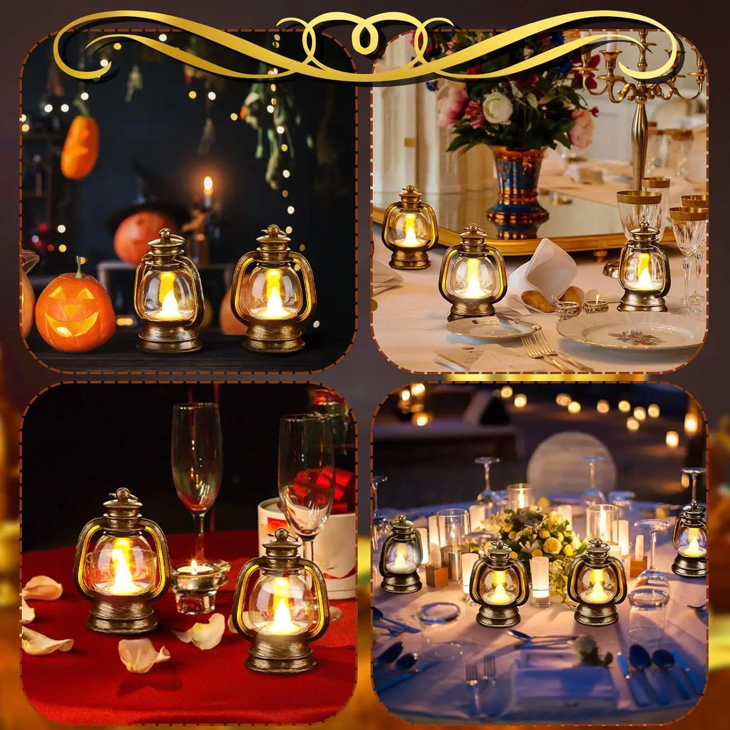 12 Pcs Decorative with LED Candle 4 Inch Small Hanging Lantern