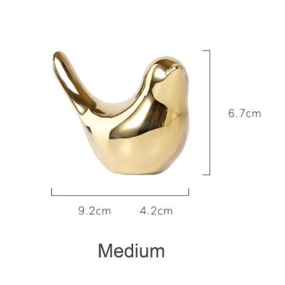 Bird Figurine 4 Sizes Ceramic Gold Animal Statue Royal Lights & Home Decor