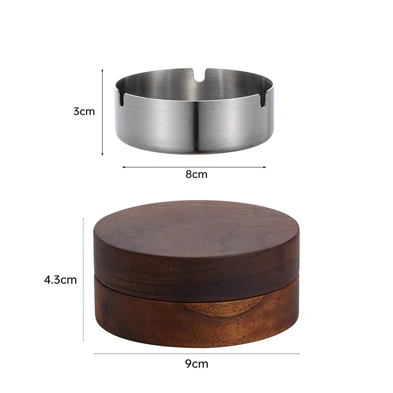 New Creative Ashtrays With Lid Walnut Wood Royal Lights & Home Decor