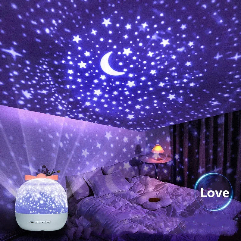 Crown Star Light Projection Rotating Star Ceiling Atmosphere Night Lamp