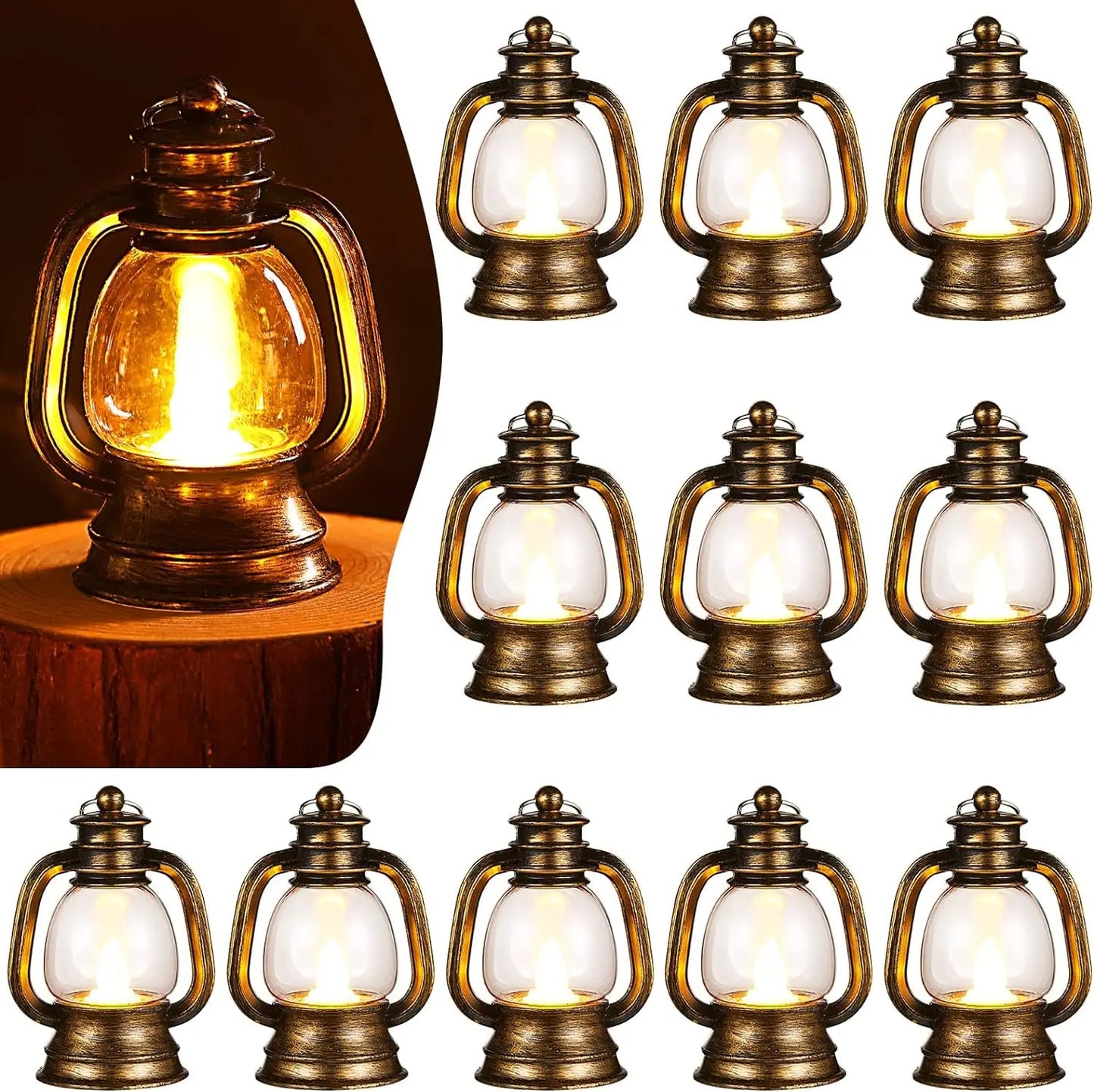 12 Pcs Decorative with LED Candle 4 Inch Small Hanging Lantern