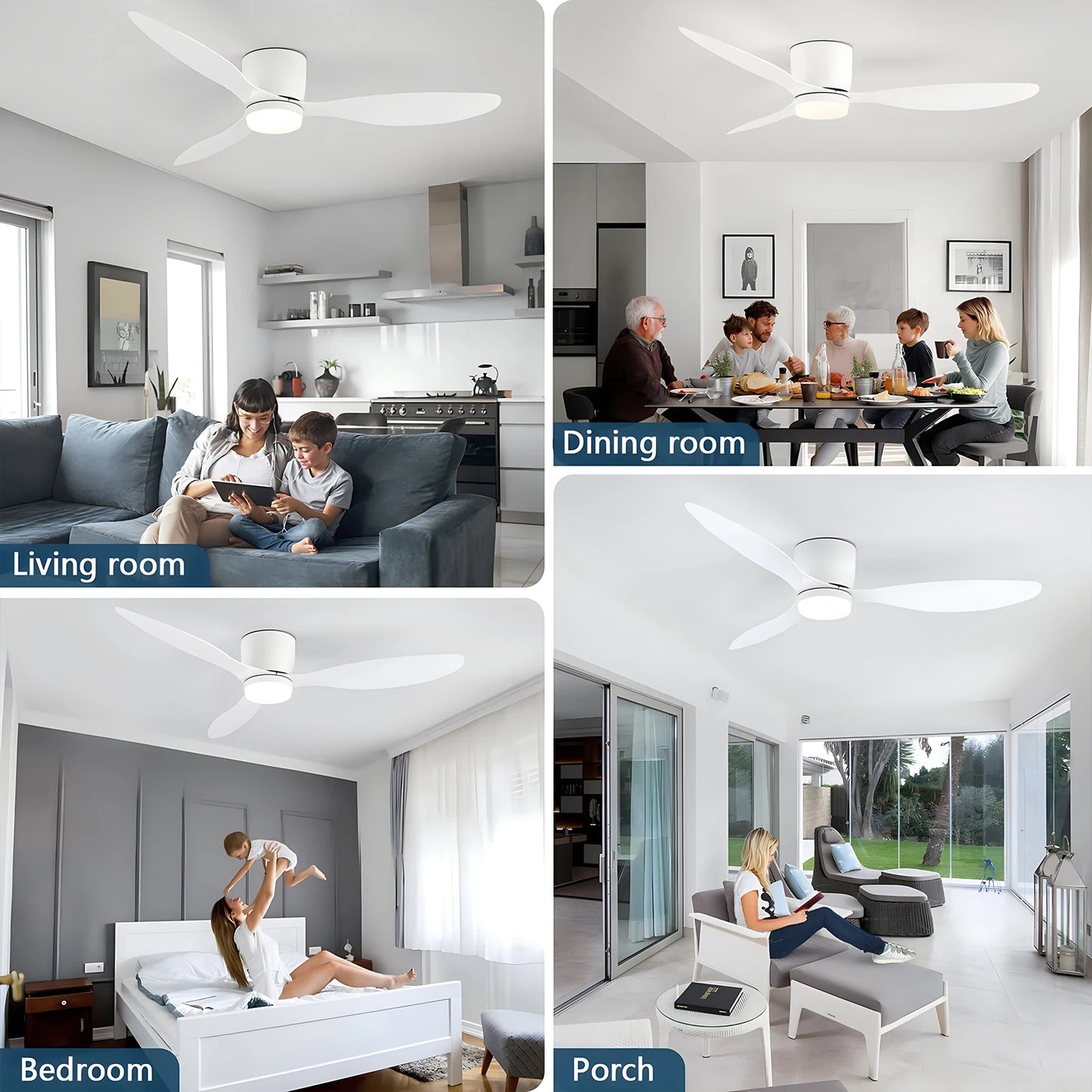 Ceiling Fan With Light, 6-speed choice, Reversible DC motor