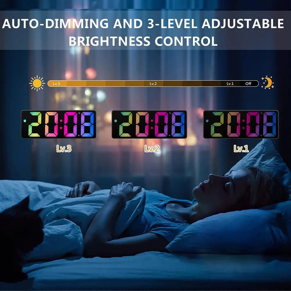 Led Mirror Digital Alarm Clock 12/24 Hours Adjustable Brightness Royal Lights & Home Decor
