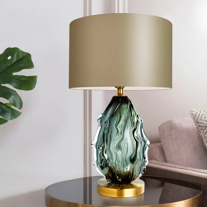 Glass Green Desktop Decorative Table Lamp
