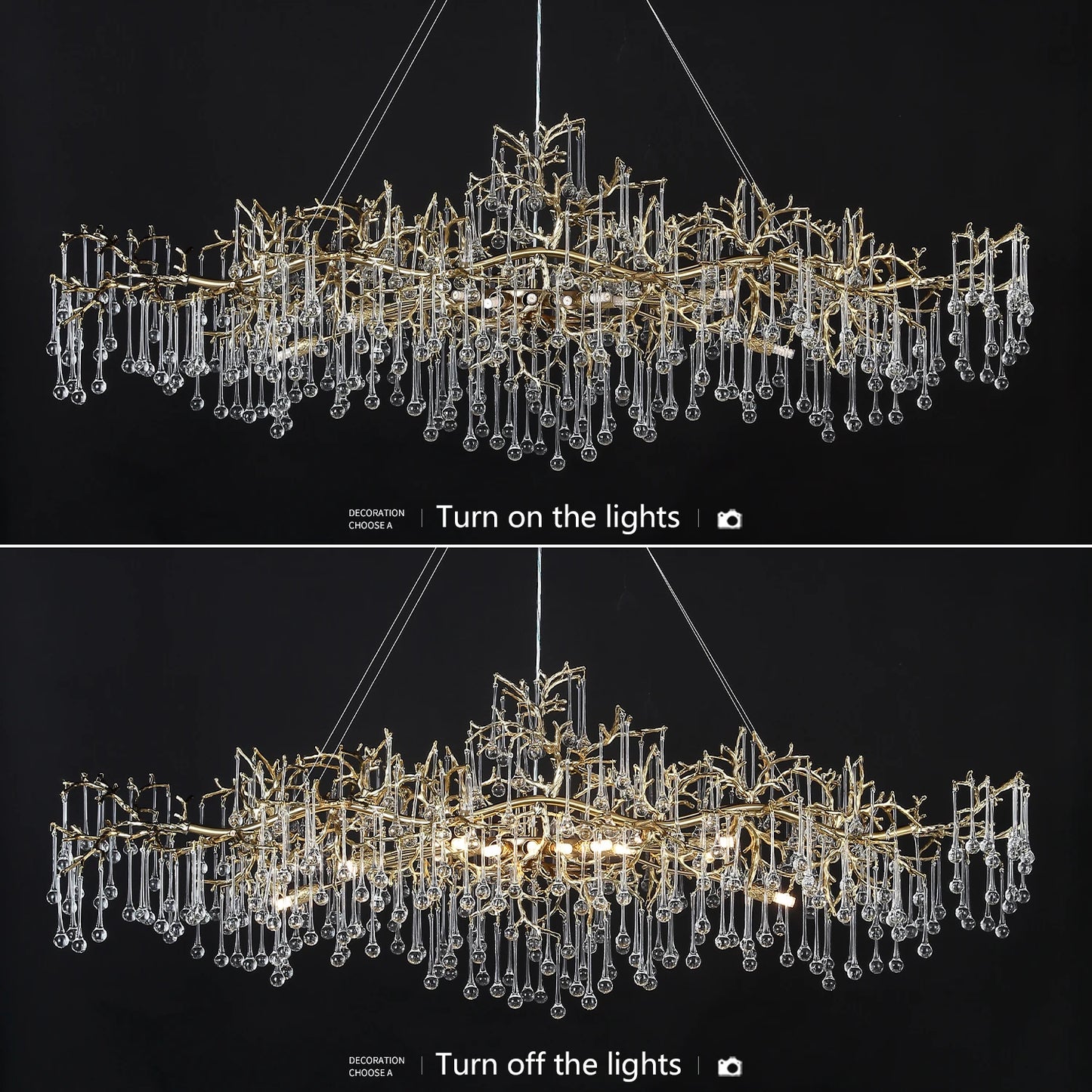 Vintage Golden Ceiling Crystal Chandelier