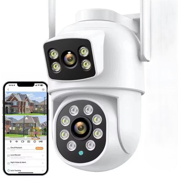 8MP Wifi Camera PTZ Outdoor Dual Screen Human Detection Dual Lenses 10MP Security Protection IP Camera - Royal Lights & Home Decor