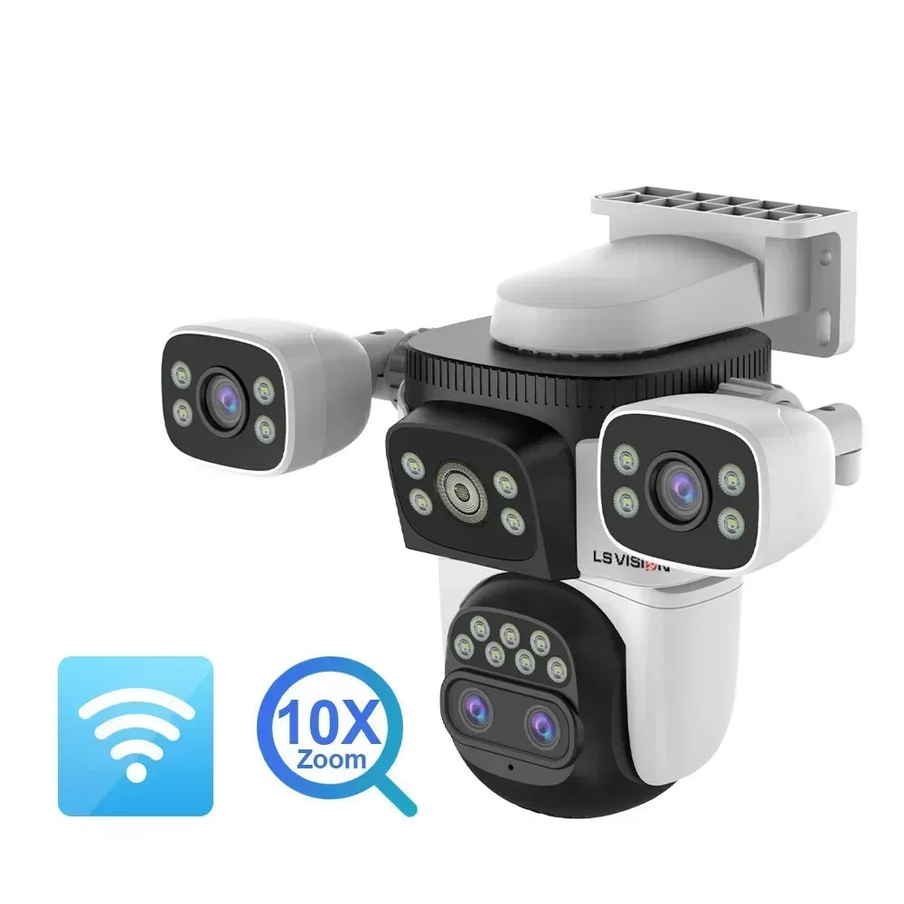 WiFi Security Camera Outdoor 10X Optical Zoom Four Lens