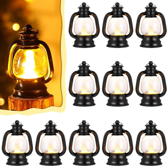 12 Pcs Decorative with LED Candle 4 Inch Small Hanging Lantern
