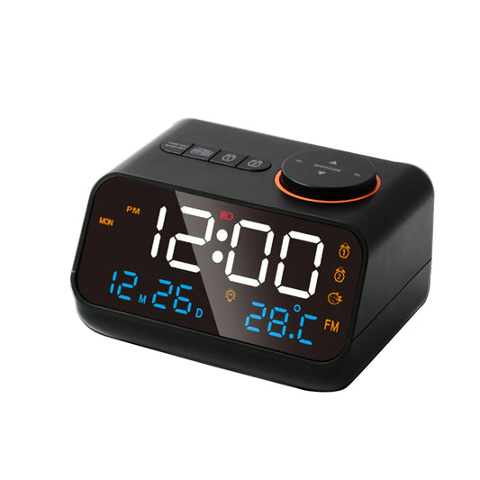 24hr FM Radio LED Alarm Clock Bedside Wake Up Digital Table Clock Calendar