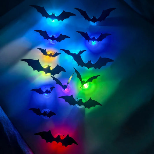 3D Bat Decor Halloween LED Light Wall Sticker
