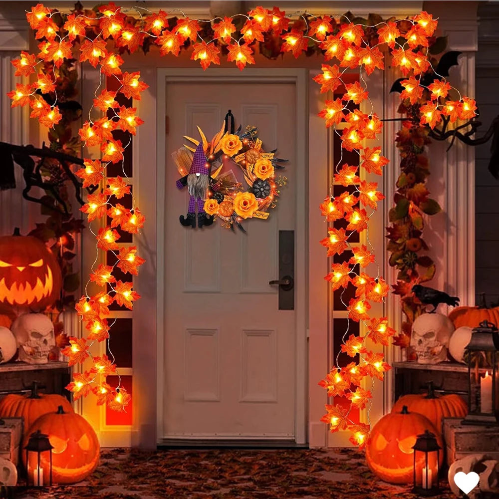 Artificial Maple Leaf Lantern LED Lights String