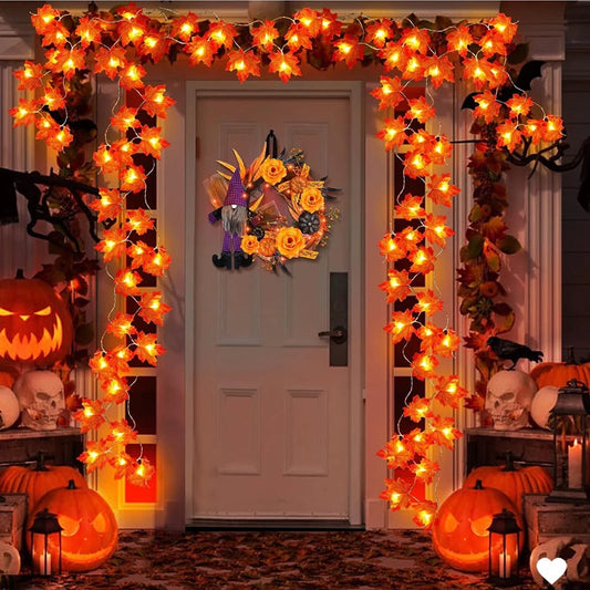 Artificial Maple Leaf Lantern LED Lights String