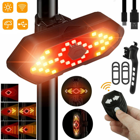 Bike Tail Light with Turn Signals Wireless Remote Control Led Bicycle Rear Light Royal Lights & Home Decor