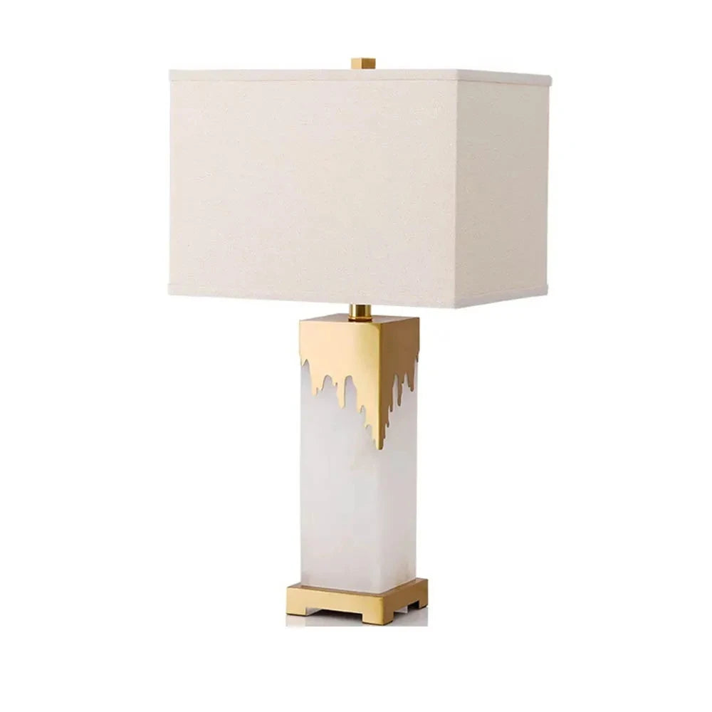 Classy Oriental Design Dimmable LED Desk Lamp Marble Fabric Textile