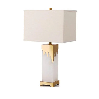 Classy Oriental Design Dimmable LED Desk Lamp Marble Fabric Textile