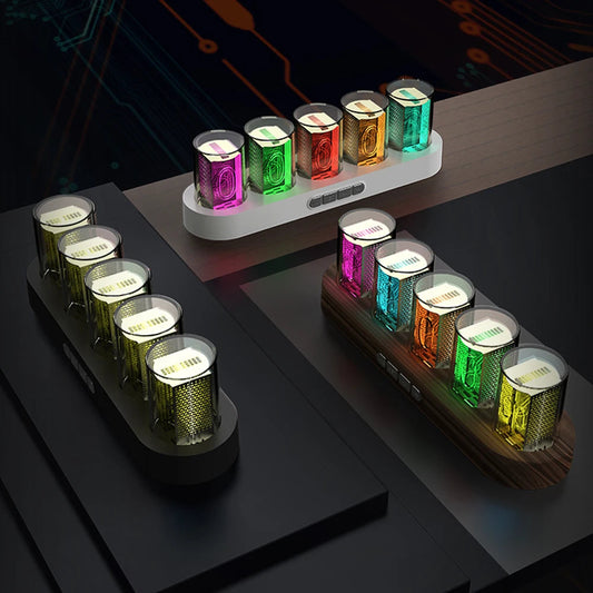 Digital Tube Clock with RGB LED Glows Royal Lights & Home Decor