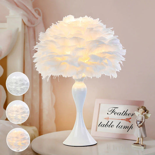 Feather Table Lamp LED Night Light  Modern Creative Royal Lights & Home Decor