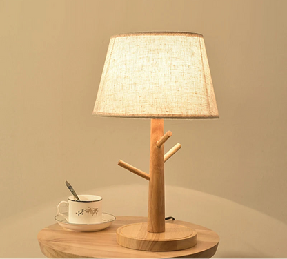 Wooden table lamp fabric lampshade