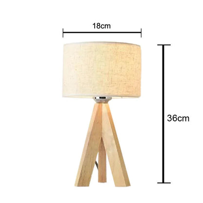 Modern Wooden Table Lamp With Fabric Lampshade
