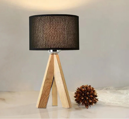 Modern Wooden Table Lamp With Fabric Lampshade
