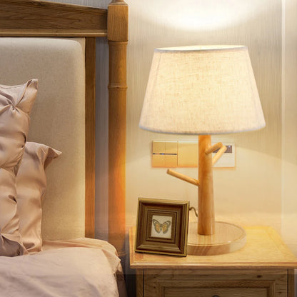 Wooden table lamp fabric lampshade