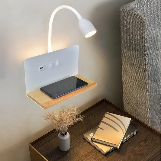 Indoor LED Wall Lamp With USB Interface And Wireless Charging 360° Rotatable Royal Lights & Home Decor