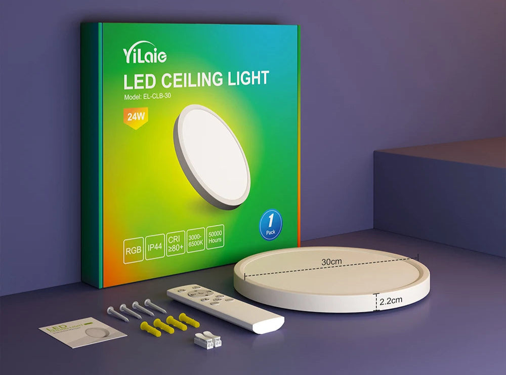 220V LED Ceiling Light Dimmable With Remote Control RGB 3000K-6500K Round Lamp