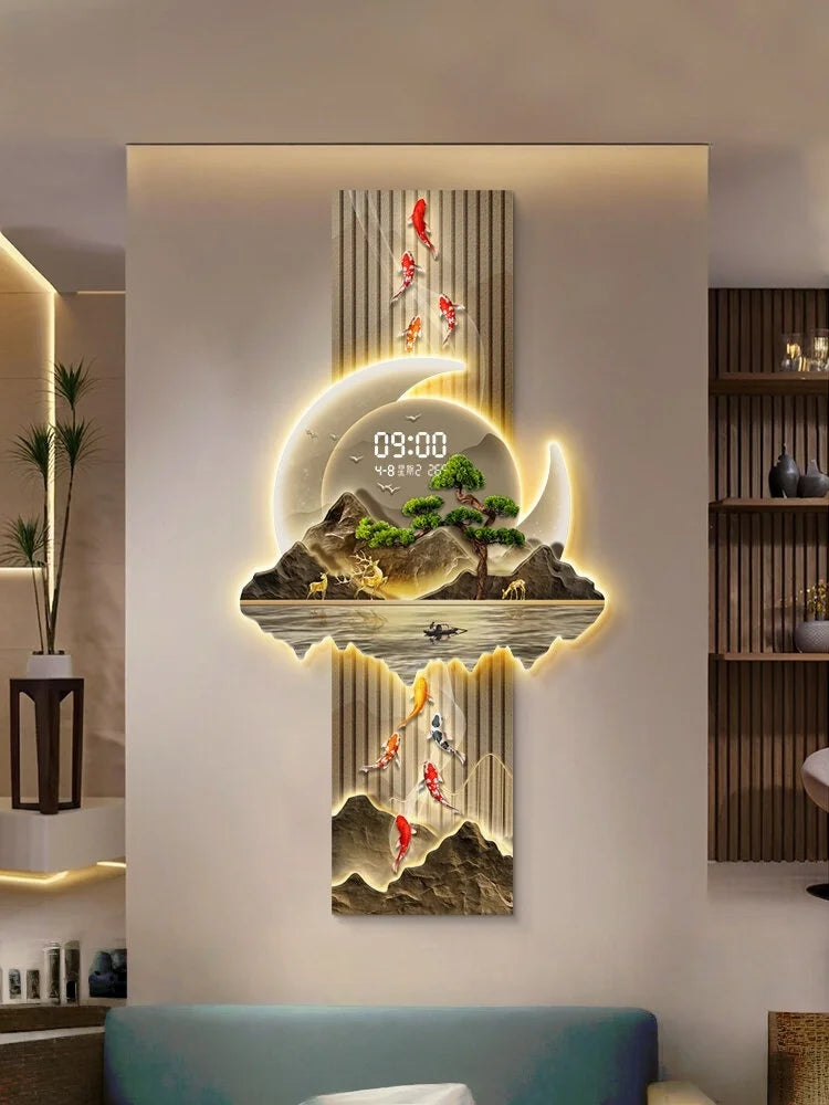 LED Display Wall Clock Lighting Fixtures