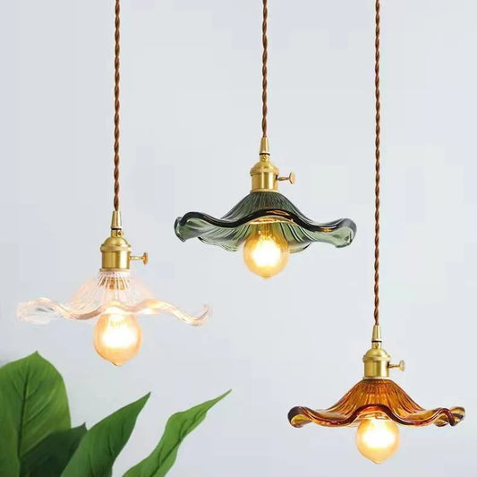 LED Pendant Light Fixture  Colorful Glass Copper Hanging Lamp