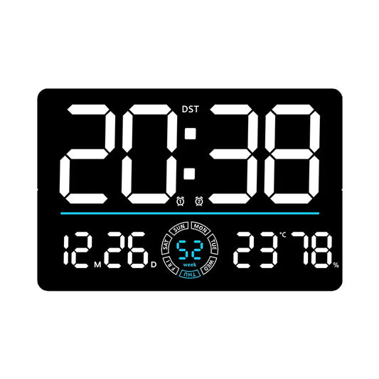 Large Digital Wall Clock 10 Brightness Adjustment Dual Alarm LED Clocks