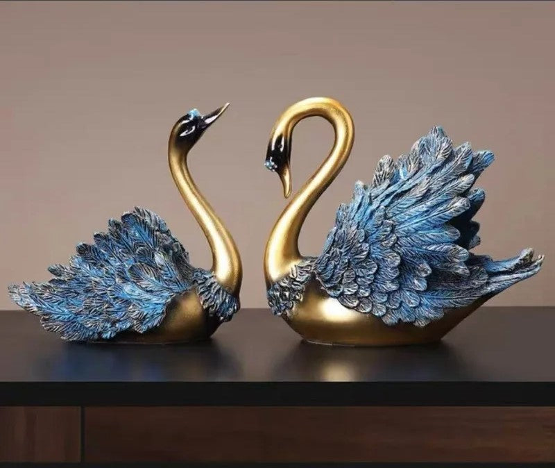 Luxury 2PCS/set Couple Swan Sculpture