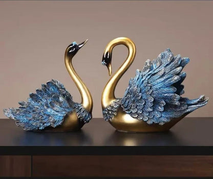 Luxury 2PCS/set Couple Swan Sculpture