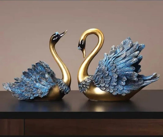 Luxury 2PCS/set Couple Swan Sculpture