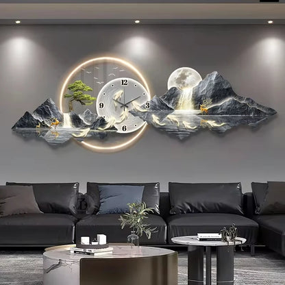 Luxury Wall Clocks Living Room Led Aesthetic Minimalist Silent