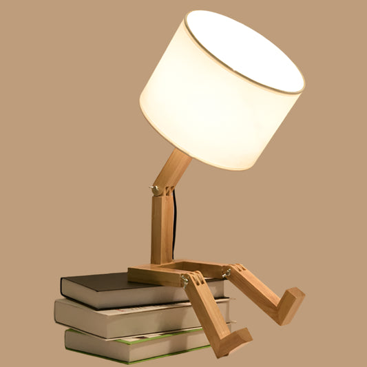 Modern Art Wooden Robot Shaped Table Lamp
