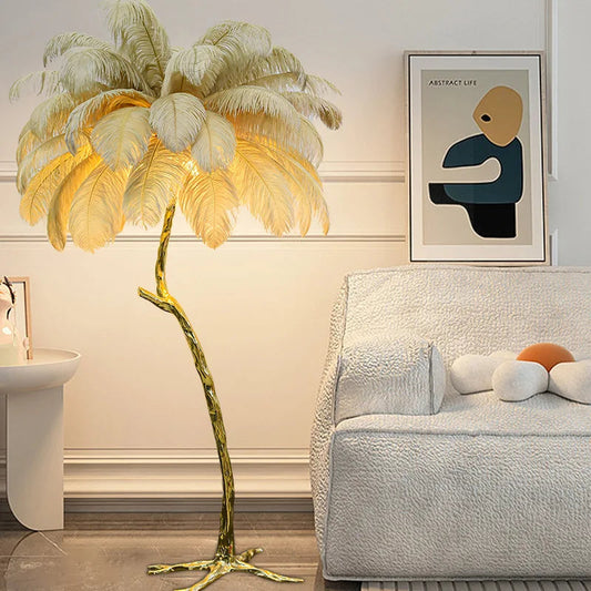 Ostrich Feather Floor Lamp for Living Room Royal Lights & Home Decor
