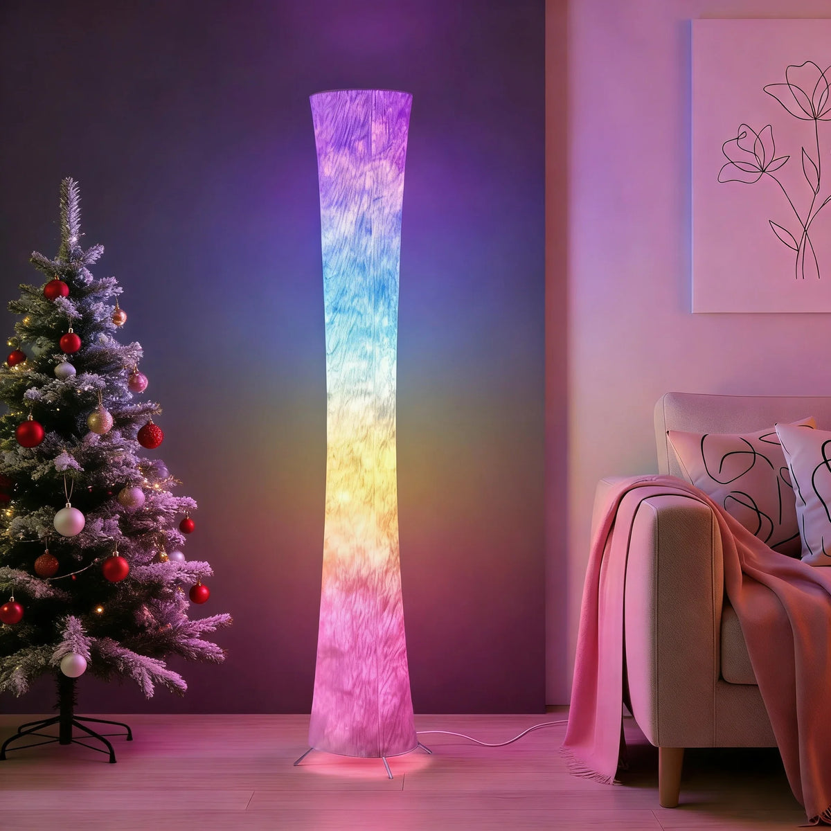 Round LED Floor Lamp with Music Sync and Dimmable 16M Colors