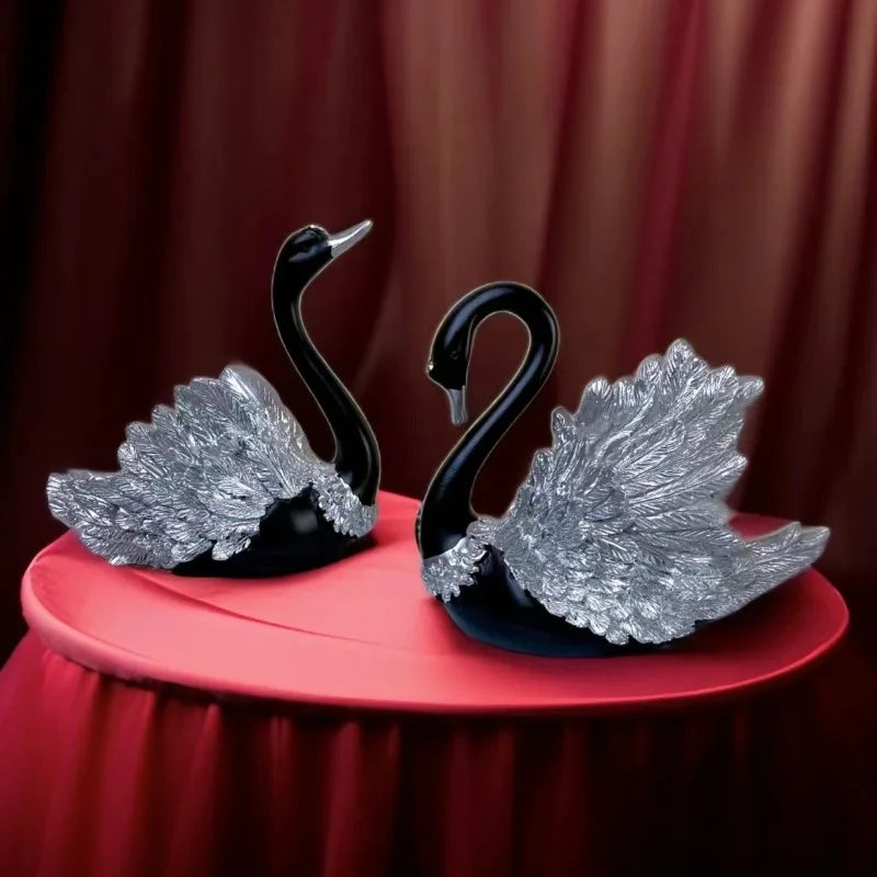 Luxury 2PCS/set Couple Swan Sculpture